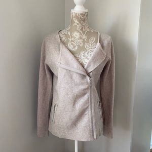 Mio Mio Natural Heather Knit Moto Style Jacket